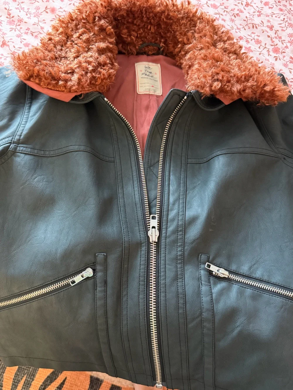 NWOT We the Free Jayce Vegan Leather Jacket with Removable Teddy Collar